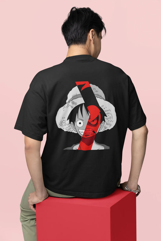 Luffy Face Oversized Anime  Tees